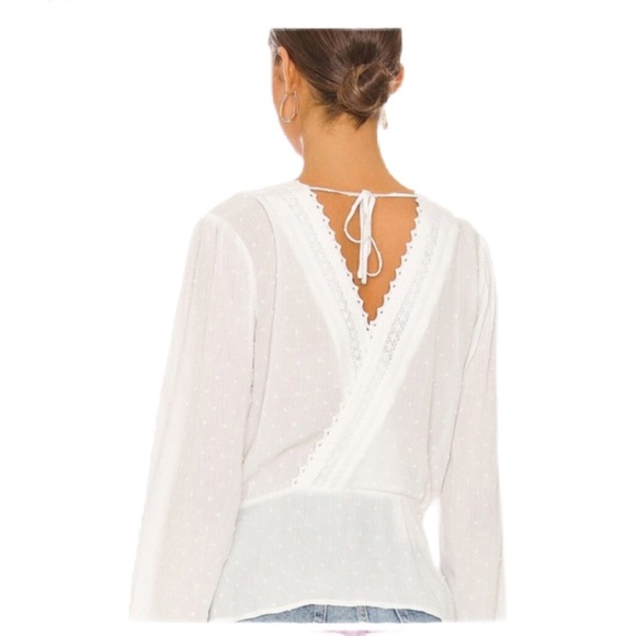 NWT PAIGE Nikola White Swiss Dot Peplum Blouse Size S - Picture 2 of 6